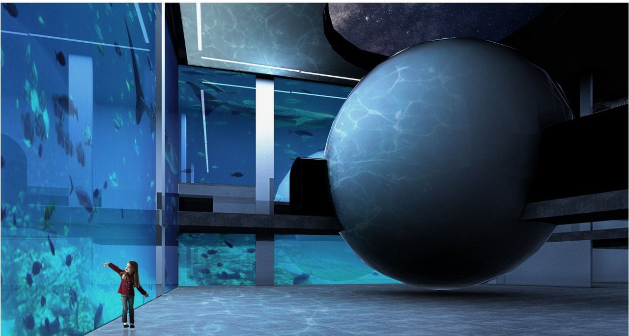 Kaçış Noktası — müze içinde akvaryum ve planetaryum hacmi
