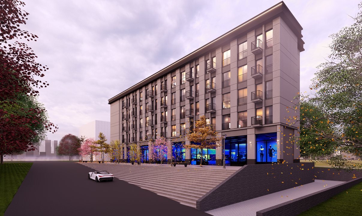 Albert Houses — sete çıkan geniş merdiven ve blok